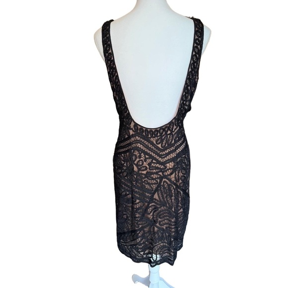 Sue Wong Cocktail Dress Size 12 Black Nude Lining Lace Beaded Altered - Picture 7 of 7